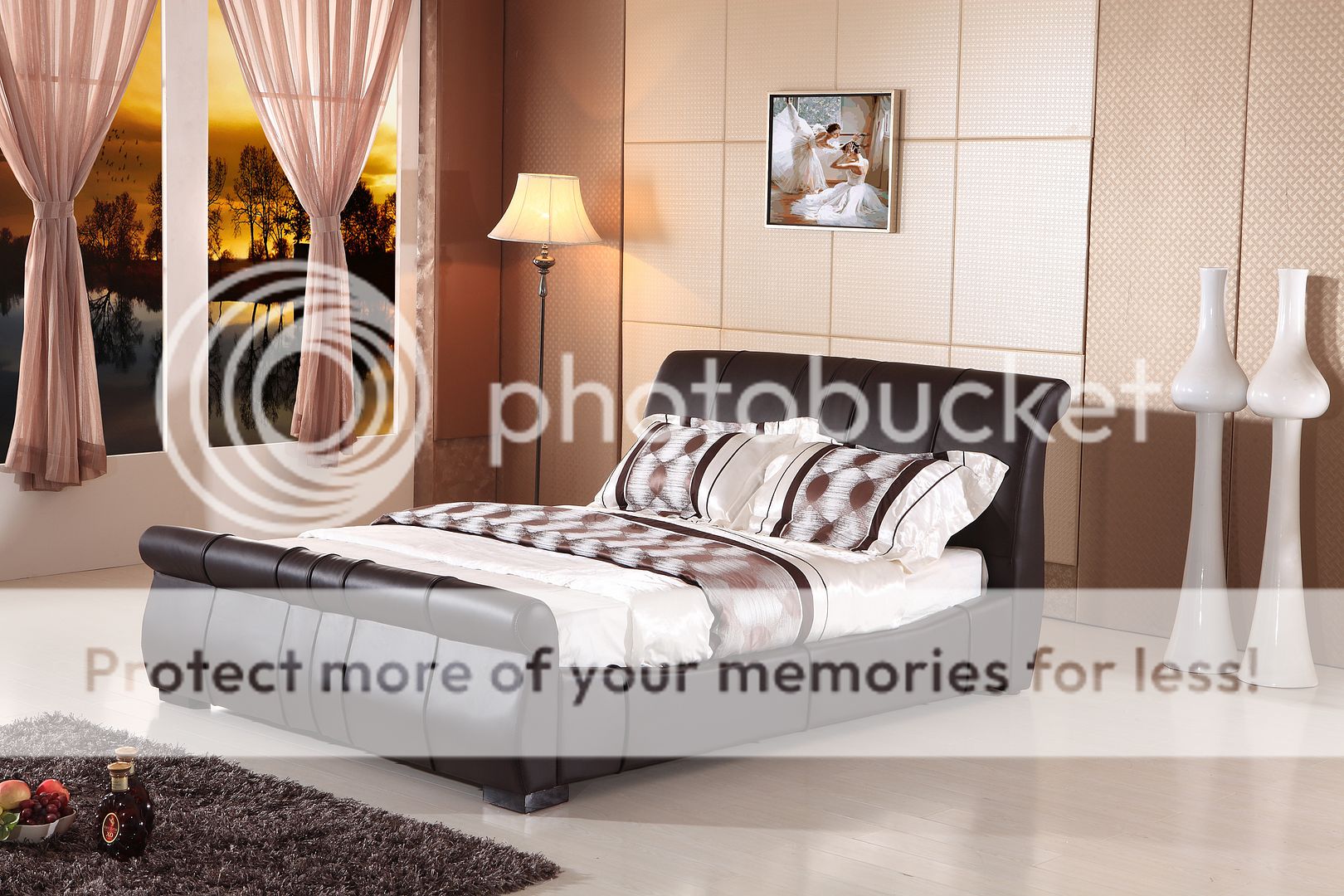 Beds Hazlo Designer Faux Leather Sleigh Bed Base (Double, Queen and